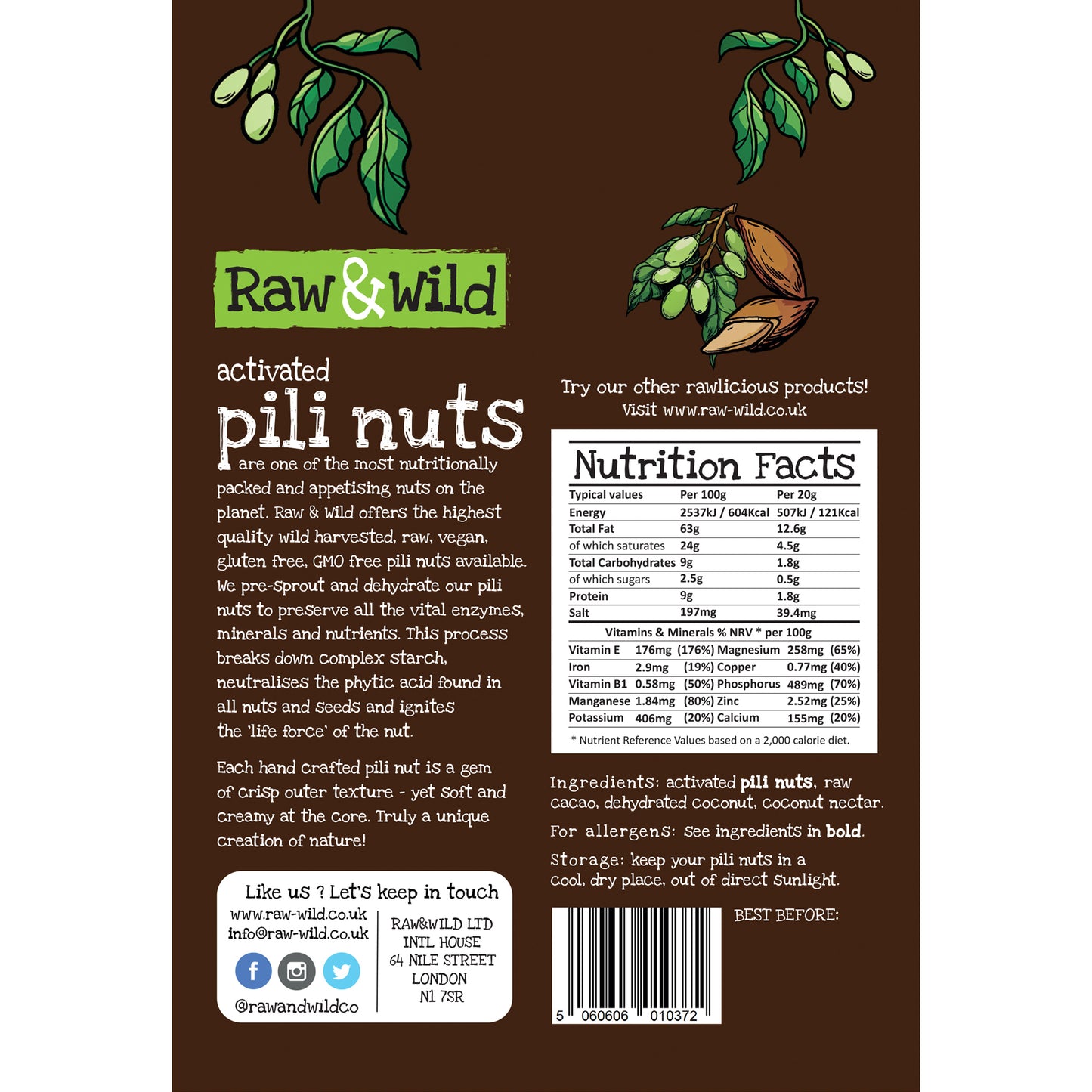 Activated Raw Chocolate & Coconut Pili Nuts - 70g