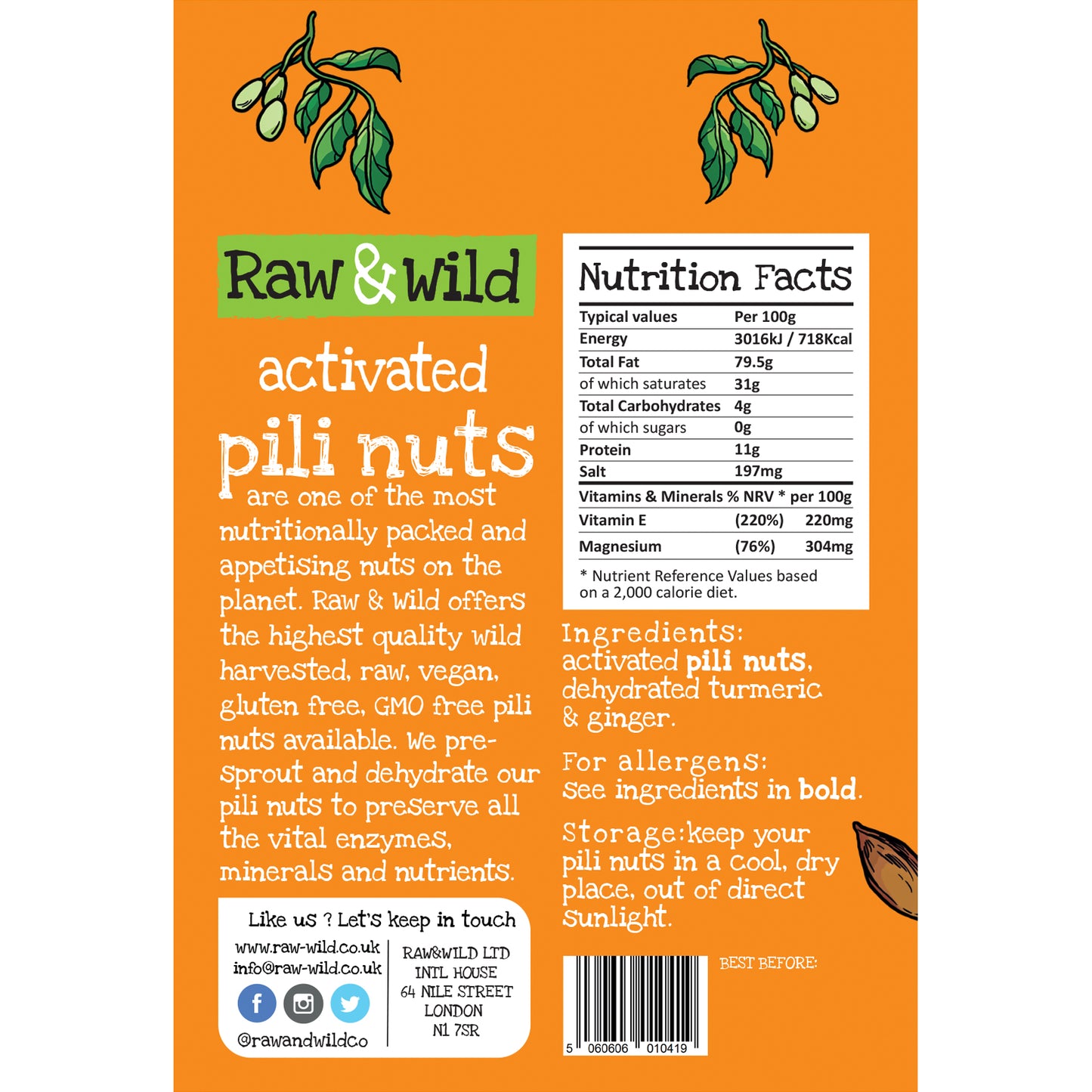 Turmeric & Ginger Pili Nuts Back Cover