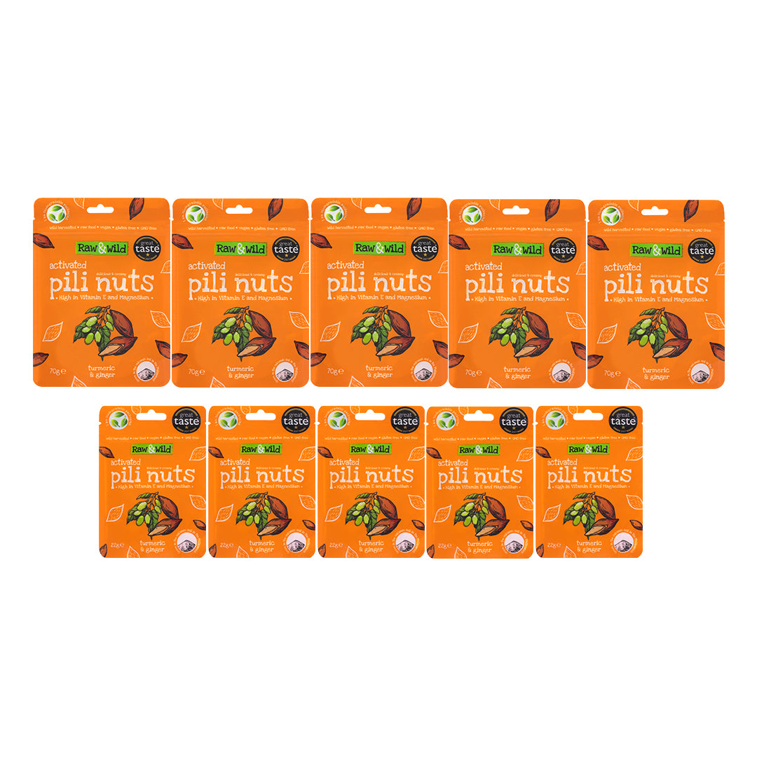 Turmeric & Ginger Bundle Pili Nuts - 5 x 70g + 5 x 22g