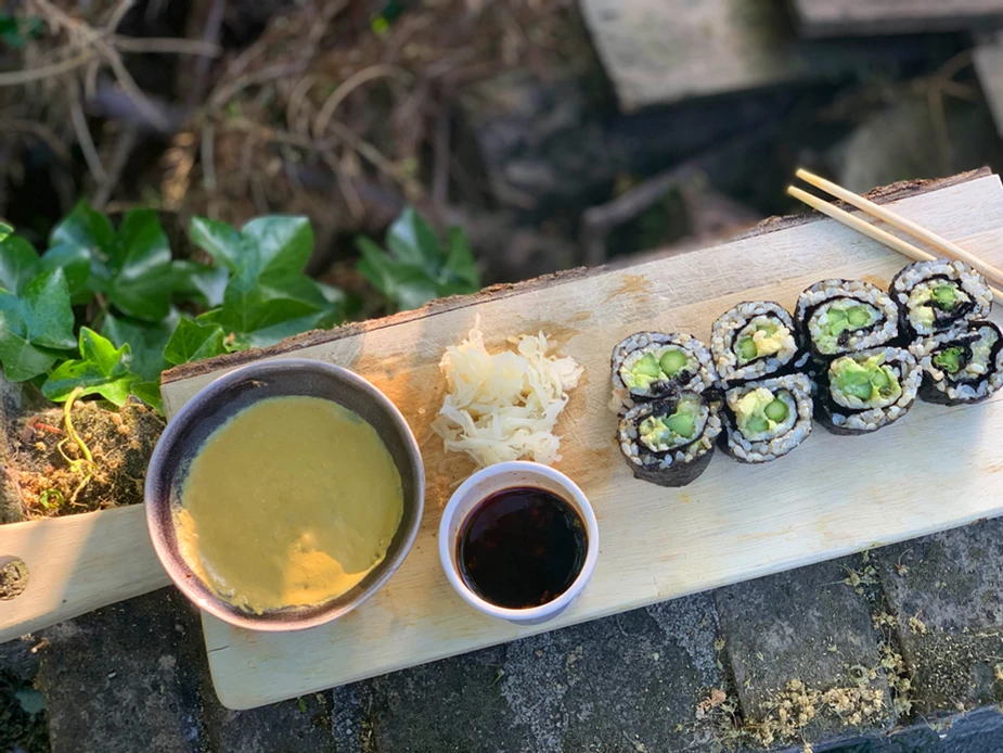 Sushi with Pili Wasabi Sauce