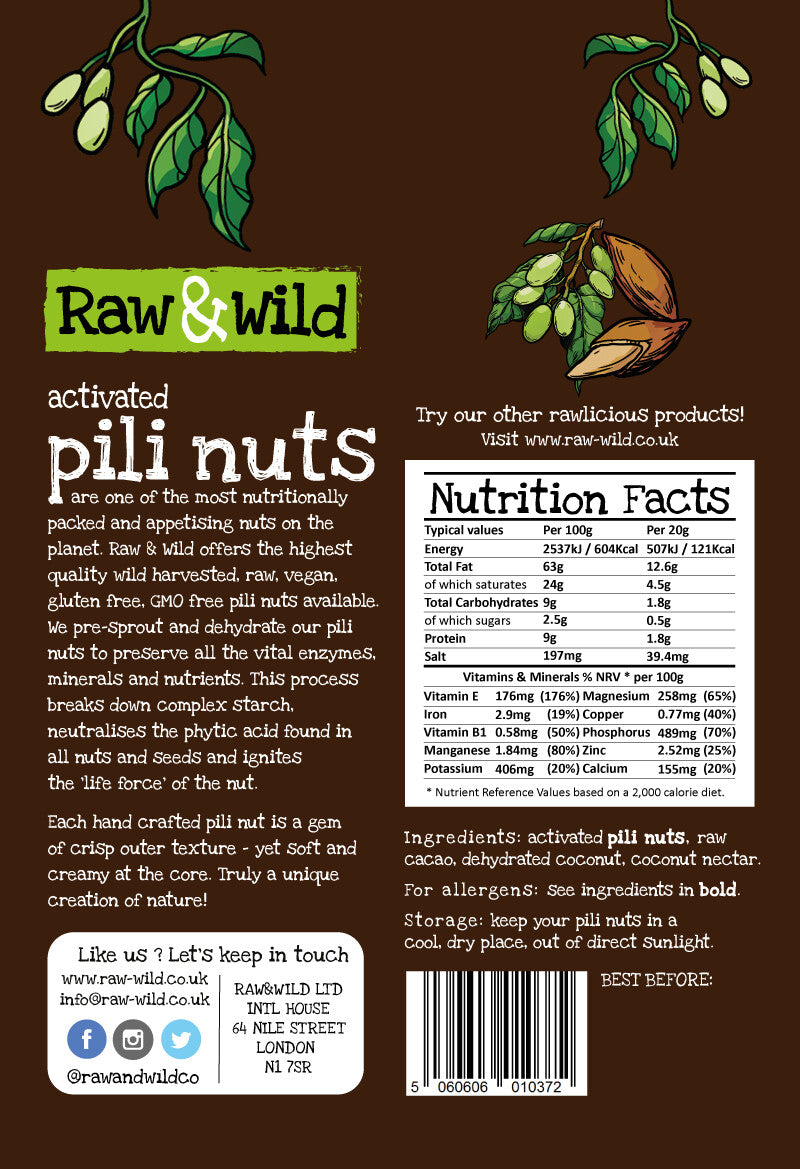 Raw Chocolate Pili Nuts back cover